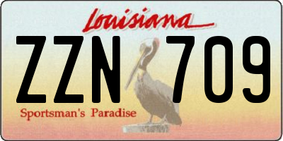 LA license plate ZZN709