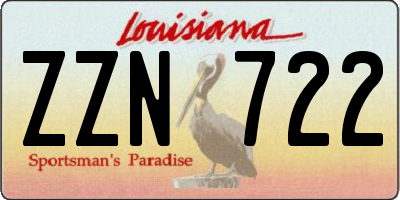 LA license plate ZZN722