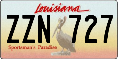 LA license plate ZZN727