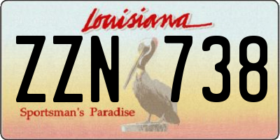 LA license plate ZZN738