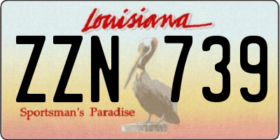 LA license plate ZZN739