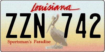 LA license plate ZZN742