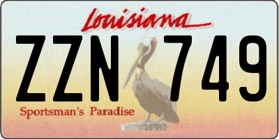 LA license plate ZZN749