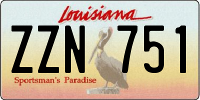 LA license plate ZZN751
