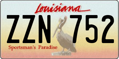 LA license plate ZZN752