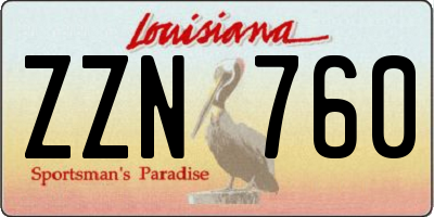 LA license plate ZZN760