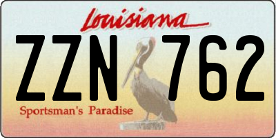 LA license plate ZZN762