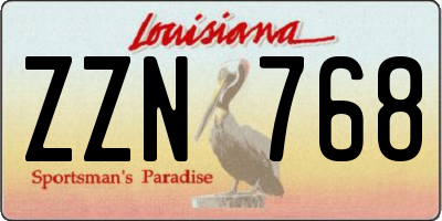 LA license plate ZZN768