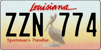 LA license plate ZZN774