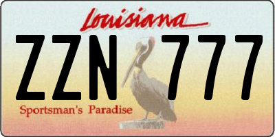 LA license plate ZZN777