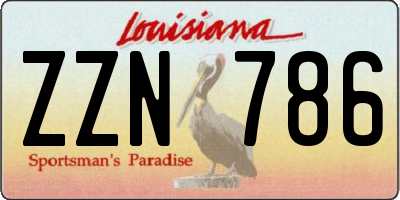 LA license plate ZZN786