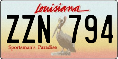 LA license plate ZZN794