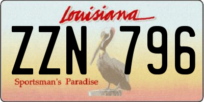 LA license plate ZZN796