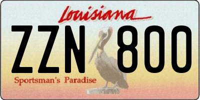 LA license plate ZZN800