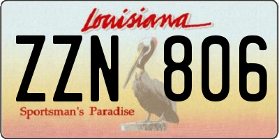 LA license plate ZZN806