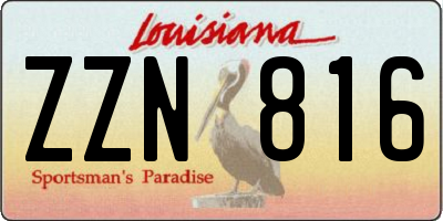 LA license plate ZZN816