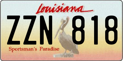 LA license plate ZZN818