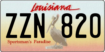 LA license plate ZZN820