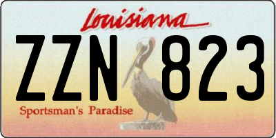 LA license plate ZZN823