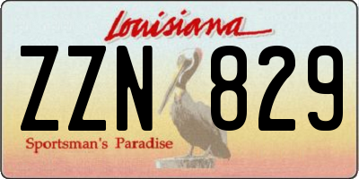LA license plate ZZN829