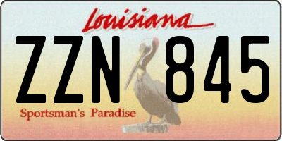 LA license plate ZZN845