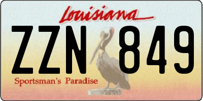 LA license plate ZZN849