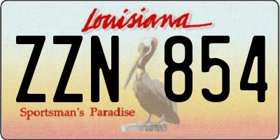 LA license plate ZZN854