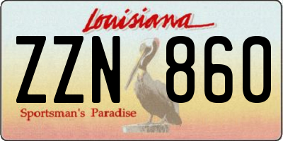 LA license plate ZZN860