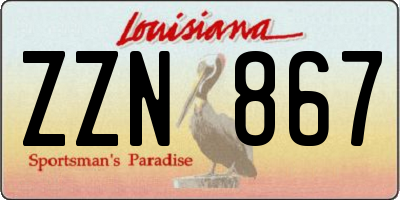 LA license plate ZZN867