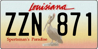 LA license plate ZZN871