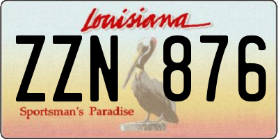 LA license plate ZZN876