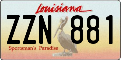 LA license plate ZZN881