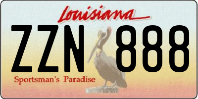 LA license plate ZZN888