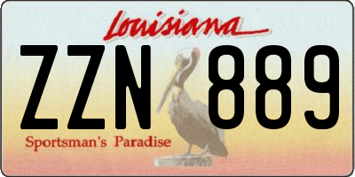 LA license plate ZZN889