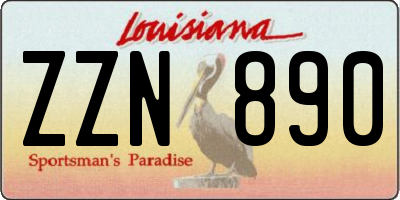 LA license plate ZZN890