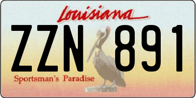 LA license plate ZZN891
