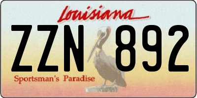 LA license plate ZZN892