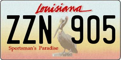 LA license plate ZZN905