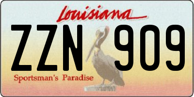 LA license plate ZZN909