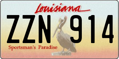 LA license plate ZZN914