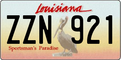 LA license plate ZZN921