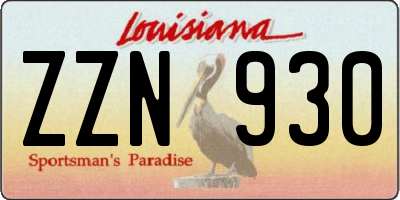 LA license plate ZZN930