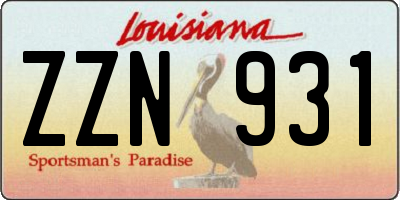 LA license plate ZZN931
