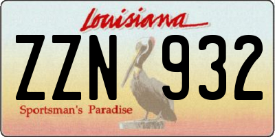 LA license plate ZZN932