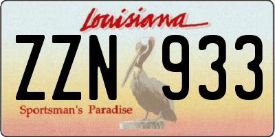 LA license plate ZZN933