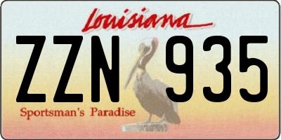 LA license plate ZZN935
