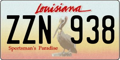 LA license plate ZZN938