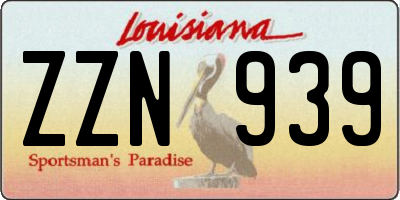 LA license plate ZZN939