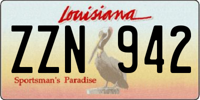 LA license plate ZZN942