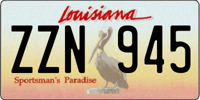 LA license plate ZZN945